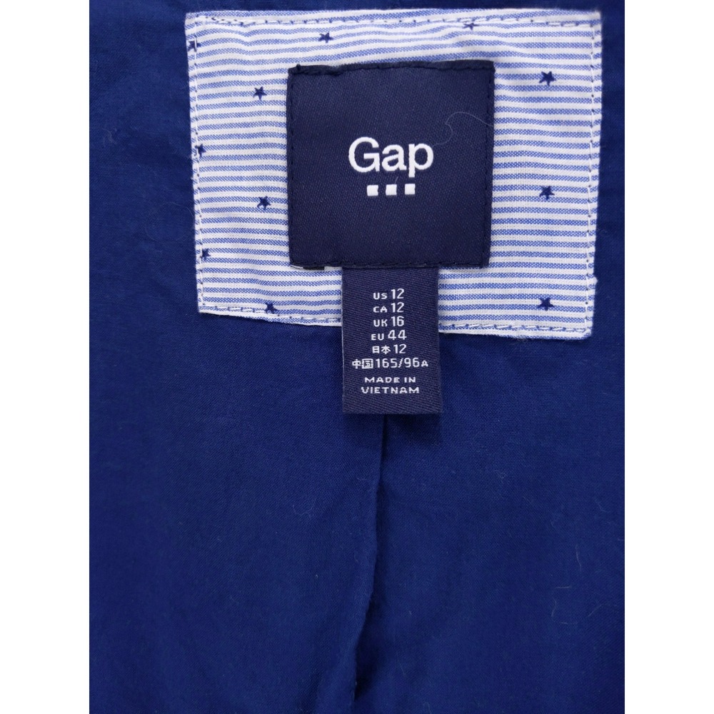Gap Blazer Women 12 Blue Chambray Cotton Single Button Lightweight Jacket - Picture 8 of 10
